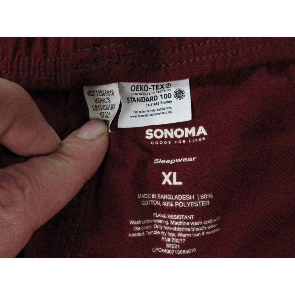 Sonoma Pants Men XL Red All Over Dog Print Flame Resistant Elastic Sleep 38x29